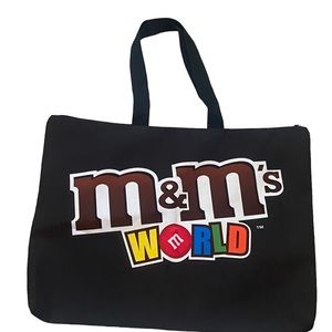 M&M’s WORLD Large Tote Carry Bag Colorful Double-Sided Graphics Zippered Top BIG